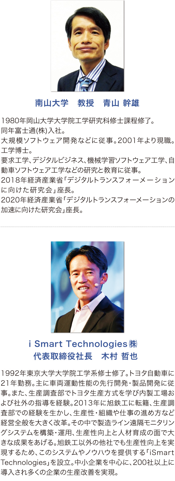 南山大学　教授　青山 幹雄 i Smart Technologies㈱　代表取締役社長　木村 哲也